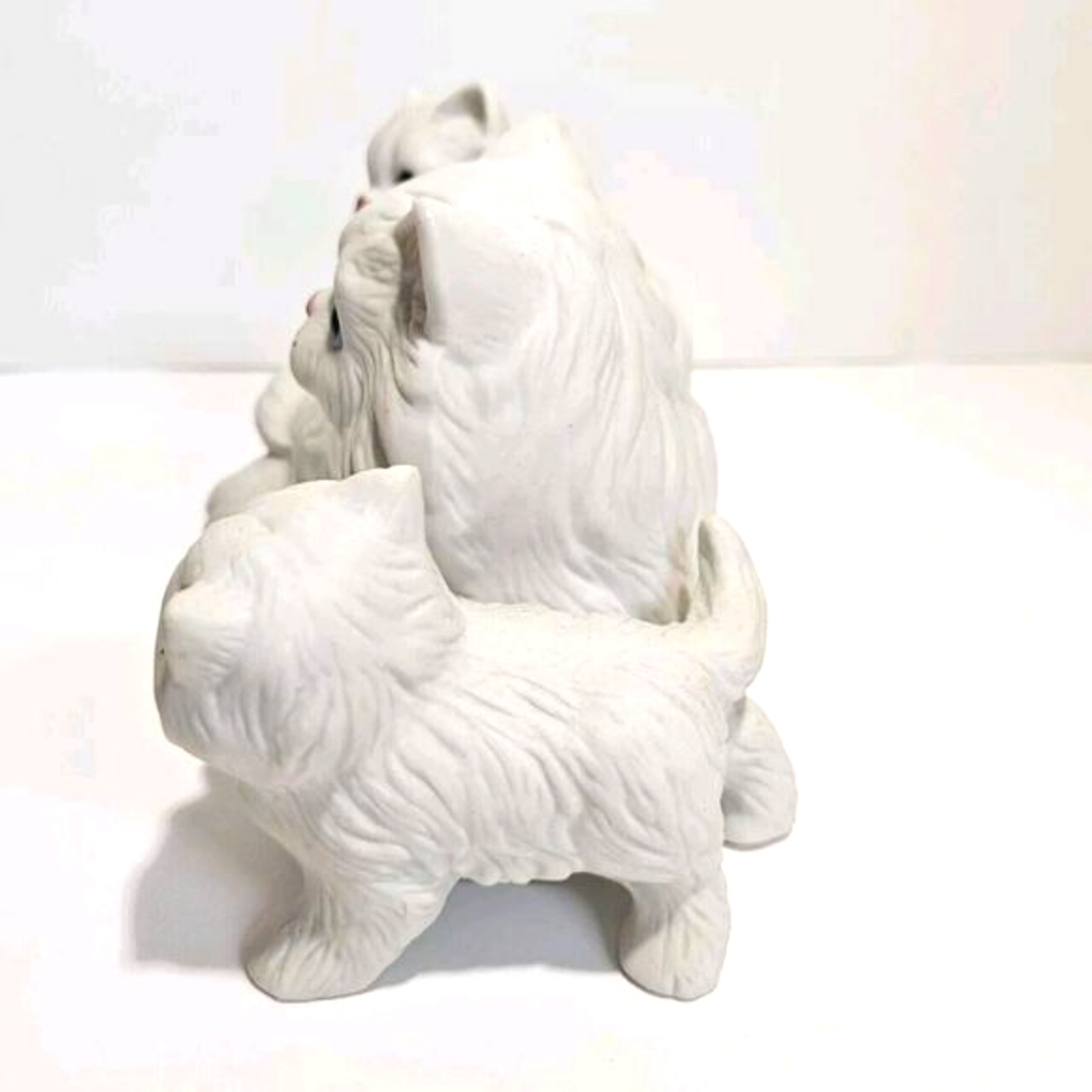 Vintage Homco Mother Cat Two Kittens White Longhair Porcelain Figurine #1412 - Picture 5 of 10